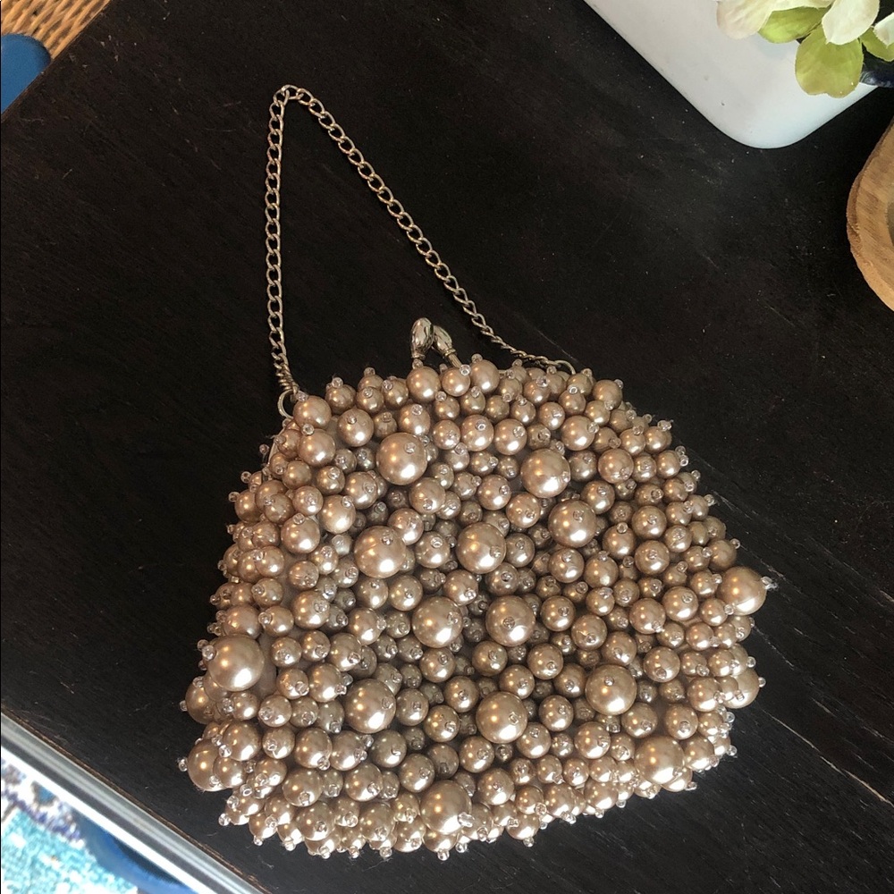 Banana Republic Pearl-Embellished Beaded Clutch - Champagne - Picture 4 of 6